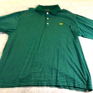 Green and white strip The Masters polo size large